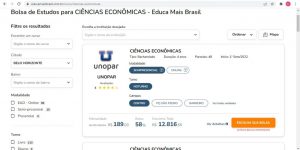 Exemplo de simulação para o curso de Ciências Econômicas em Belo Horizonte