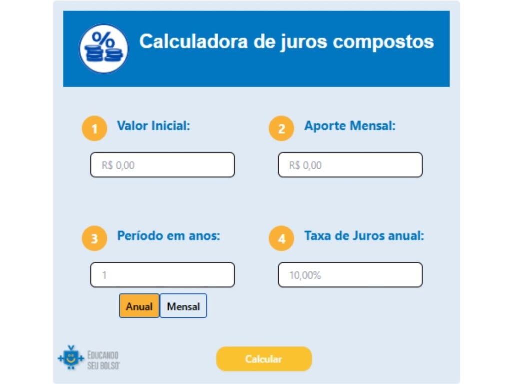 CALCULADORA DE JUROS COMPOSTOS